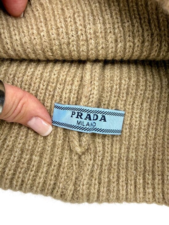 Prada Wool and Cashmere Beanie in camel brown main image 4